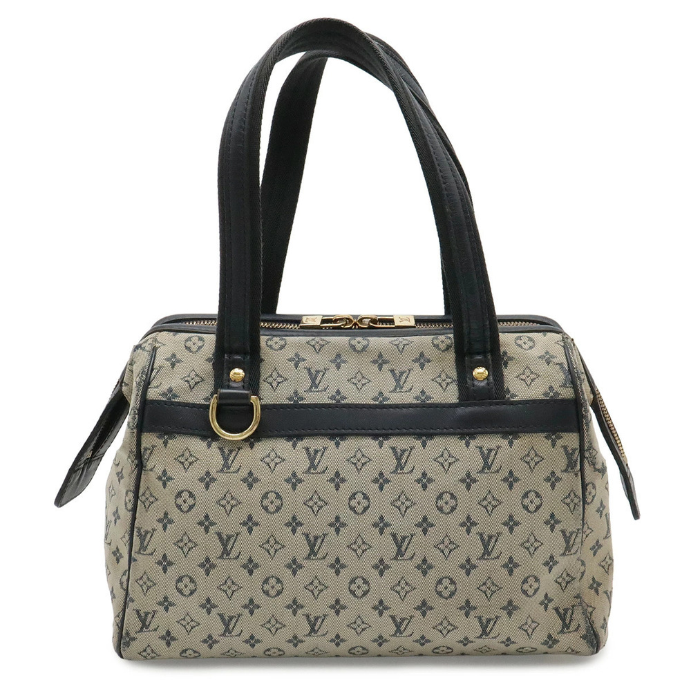 LOUIS VUITTON Monogram Josephine Handbag Canvas Leather Navy Blue